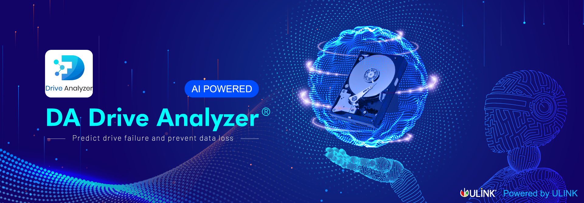 Banner for DA Drive Analyzer, a trademarked name for a service by ULINK Technology.
